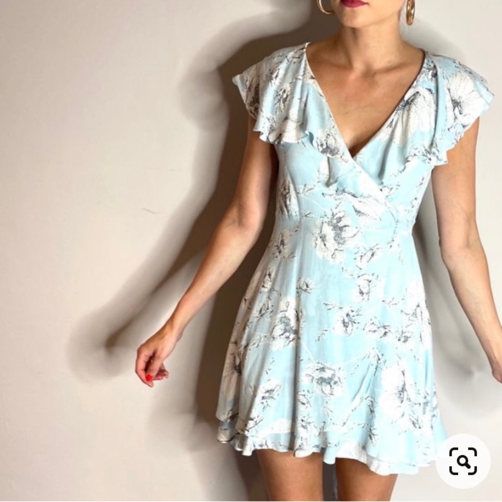 Free People Light Blue Floral Mini Dress